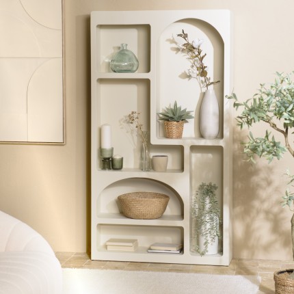 HELENA - 6-compartment shelf, 100x26cm, in beige-painted wood