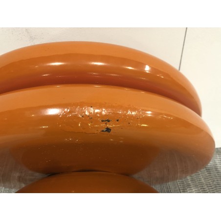 Designer side table in fluorescent orange iron - Second-hand