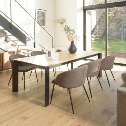 Lot de 2 chaises TOM - Tissu marron et acier noir | Seconde Main