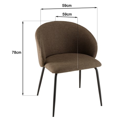 Set of 2 TOM chairs – Brown fabric and black steel | Second-hand