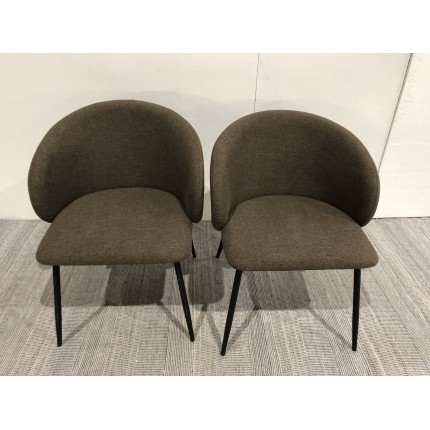 Set of 2 TOM chairs – Brown fabric and black steel | Second-hand