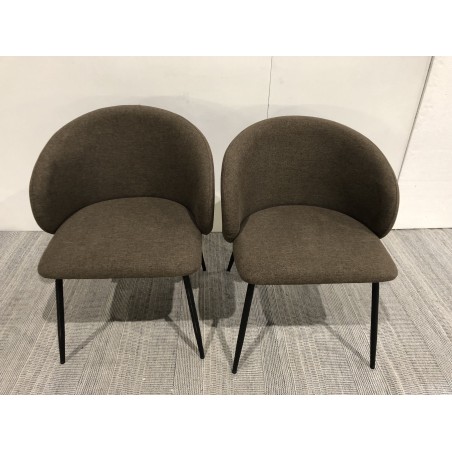 Set of 2 TOM chairs – Brown fabric and black steel | Second-hand
