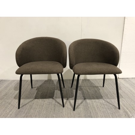 Set of 2 TOM chairs – Brown fabric and black steel | Second-hand