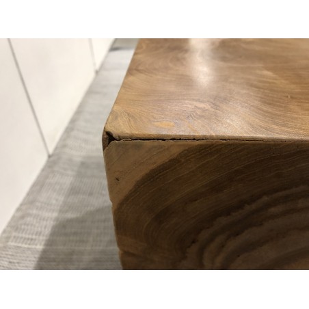 Cube bois naturel en teck WALLY - Déco unique - Seconde main