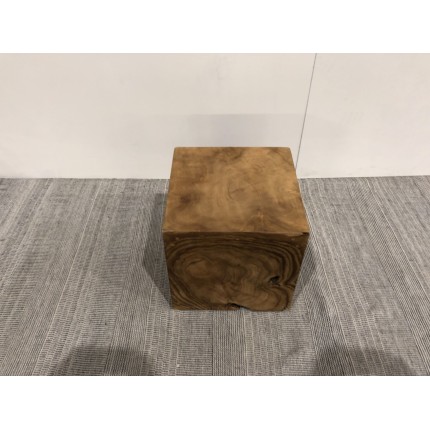 Cube bois naturel en teck WALLY - Déco unique - Seconde main