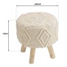 Tabouret rond SACHA 40x40cm laine motifs losanges ivoire