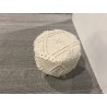 SACHA Round Stool - Ivory Diamond-Patterned Wool - 40 x 40 cm