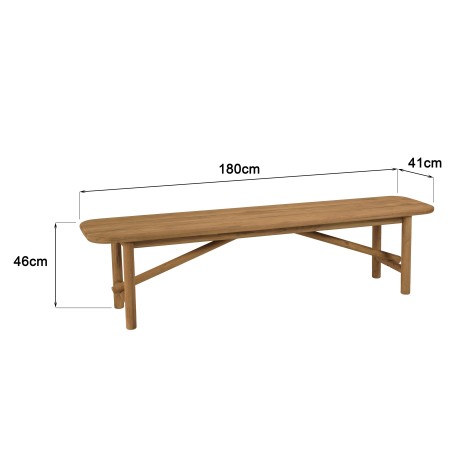 Gartenbank 180x40cm aus recyceltem Teakholz | Macabane Möbel