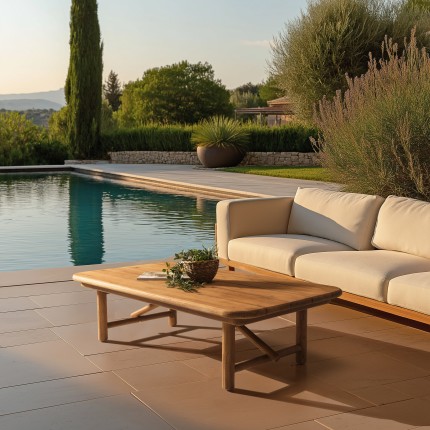 130x70cm garden coffee table made from recycled teak | Macabane
