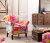 KATE - ALIÉNOR Armchair Multicolored Bohemian Fabric Black Wood Legs