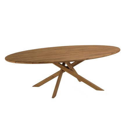 Oval garden table, 240 x 120 cm, made from recycled teak