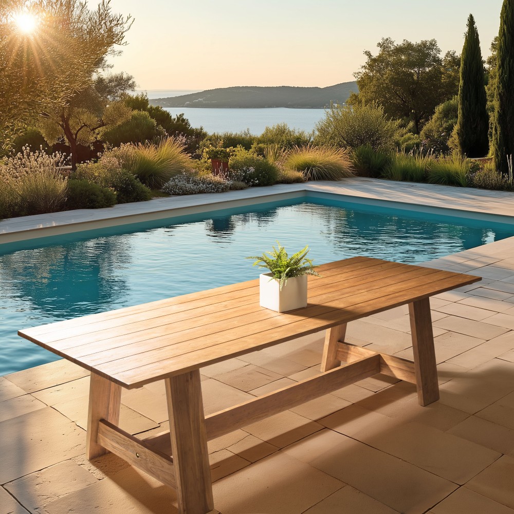 250x100cm garden dining table made from recycled teak