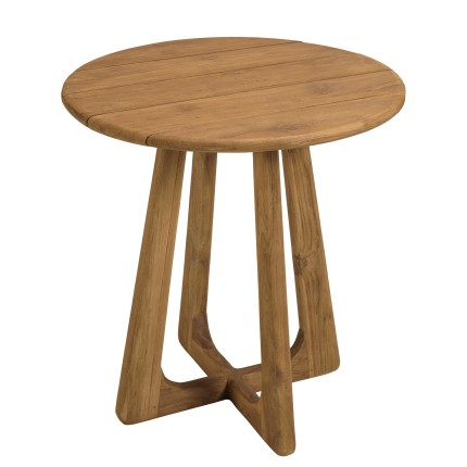 Runder Gartentisch aus recyceltem Teakholz, Durchmesser 70 cm