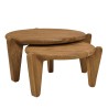 Set van 2 ronde tuinsalontafels gerecycled teakhout