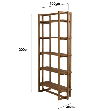 Boekenkast 100x200cm van gerecycled teakhout | Macabane Meubelen