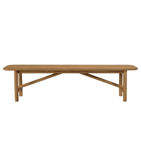 Recycled teak table and bench set | Macabane