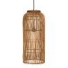 SIXTINE - 28x28cm pendant light in natural-coloured rattan and recycled teak