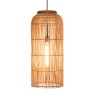 SIXTINE - 28x28cm pendant light in natural-coloured rattan and recycled teak