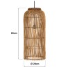 SIXTINE - 28x28cm pendant light in natural-coloured rattan and recycled teak