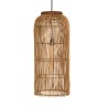 Suspension 28x28cm en rotin couleur naturelle et bois de teck recyclé | Macabane