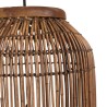 Suspension 28x28cm en rotin couleur marron et bois de teck recyclé | Macabane