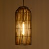 Suspension 28x28cm en rotin couleur marron et bois de teck recyclé | Macabane