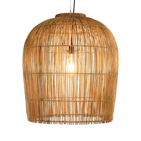 Suspension 59x59cm en rotin couleur naturelle et bois de teck recyclé