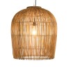 SIXTINE - 59x59cm pendant light in natural-coloured rattan and recycled teak