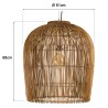SIXTINE - 59x59cm pendant light in natural-coloured rattan and recycled teak