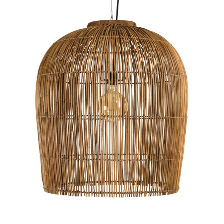 Suspension 59x59cm en rotin couleur naturelle et bois de teck recyclé