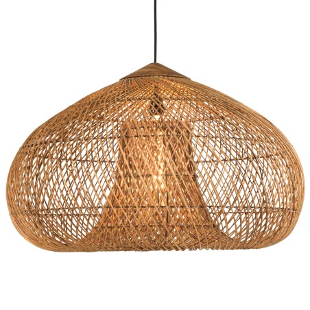 Suspension 80x80cm en rotin couleur naturelle et bois de teck recyclé | Macabane