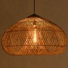 SIXTINE - 80x80cm pendant light in natural-coloured rattan and recycled teak
