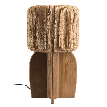 SIXTINE - 30x30cm lamp in natural-coloured rattan and recycled teak