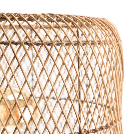 SIXTINE - 38x38cm lamp in natural-coloured rattan and recycled teak