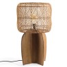 Lampe 38x38cm en rotin couleur naturelle et bois de teck recyclé | Macabane