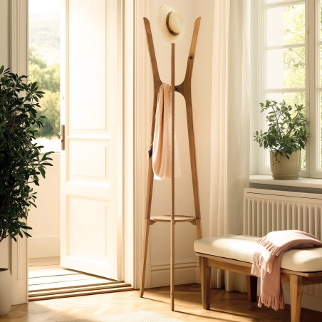 Porte-manteau en bois de teck recyclé | Macabane 