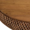 Salontafel van bruin rotan en gerecycled teakhout D80cm | Macabane