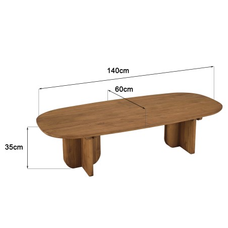 Mesa de centro 140x60cm de madera de teca reciclada | Macabane