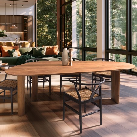 Table à manger 260x120cm en bois de teck recyclé | Macabane