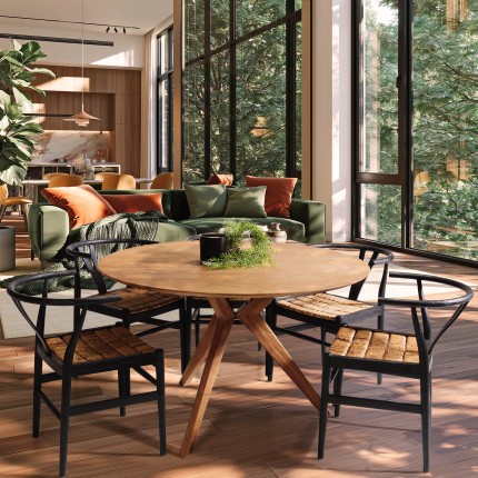Table à manger ronde en bois de teck recyclé D130cm | Macabane