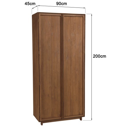 Armoire 2 portes 90x200cm en bois de teck recyclé | Macabane