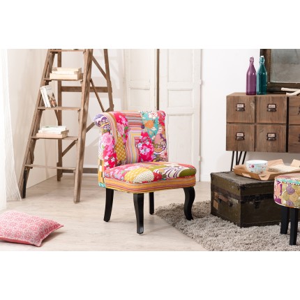 Fauteuil BETTY tissu bohème multicolore - Ambiance vivante et chaleureuse