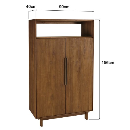 Buffet 2 portes 1 étagère ouverte 90x155cm en bois de teck recyclé | Macabane