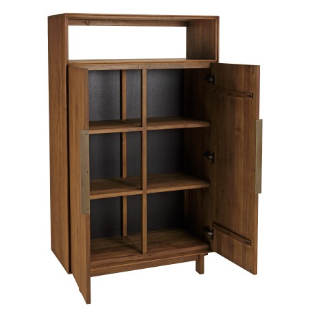 Buffet 2 portes 1 étagère ouverte 90x155cm en bois de teck recyclé | Macabane