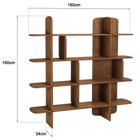 SIXTINE - Bookcase, 160 x 160 cm, made from recycled teak 