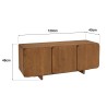SIXTINE - Sideboard with 3 doors, 120x40cm, made from recycled teak