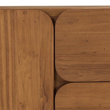Buffet 3 portes 2 tiroirs 200x48cm en bois de teck recyclé | Macabane