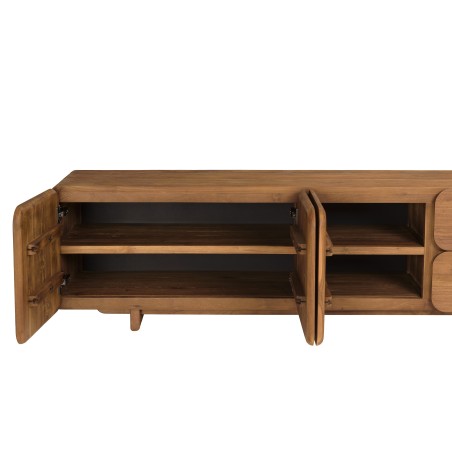 Buffet 3 portes 2 tiroirs 200x48cm en bois de teck recyclé | Macabane