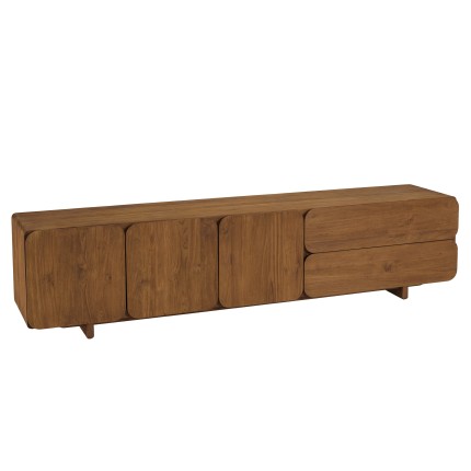 Buffet 3 portes 2 tiroirs 200x48cm en bois de teck recyclé | Macabane