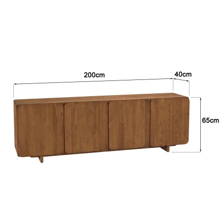 SIXTINE - Sideboard, 4 doors, 200x65cm, made from recycled teak 